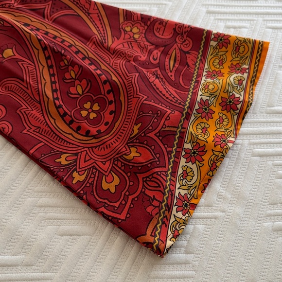 Bohemian Red Paisley Tie-Front Top - Picture 3 of 4